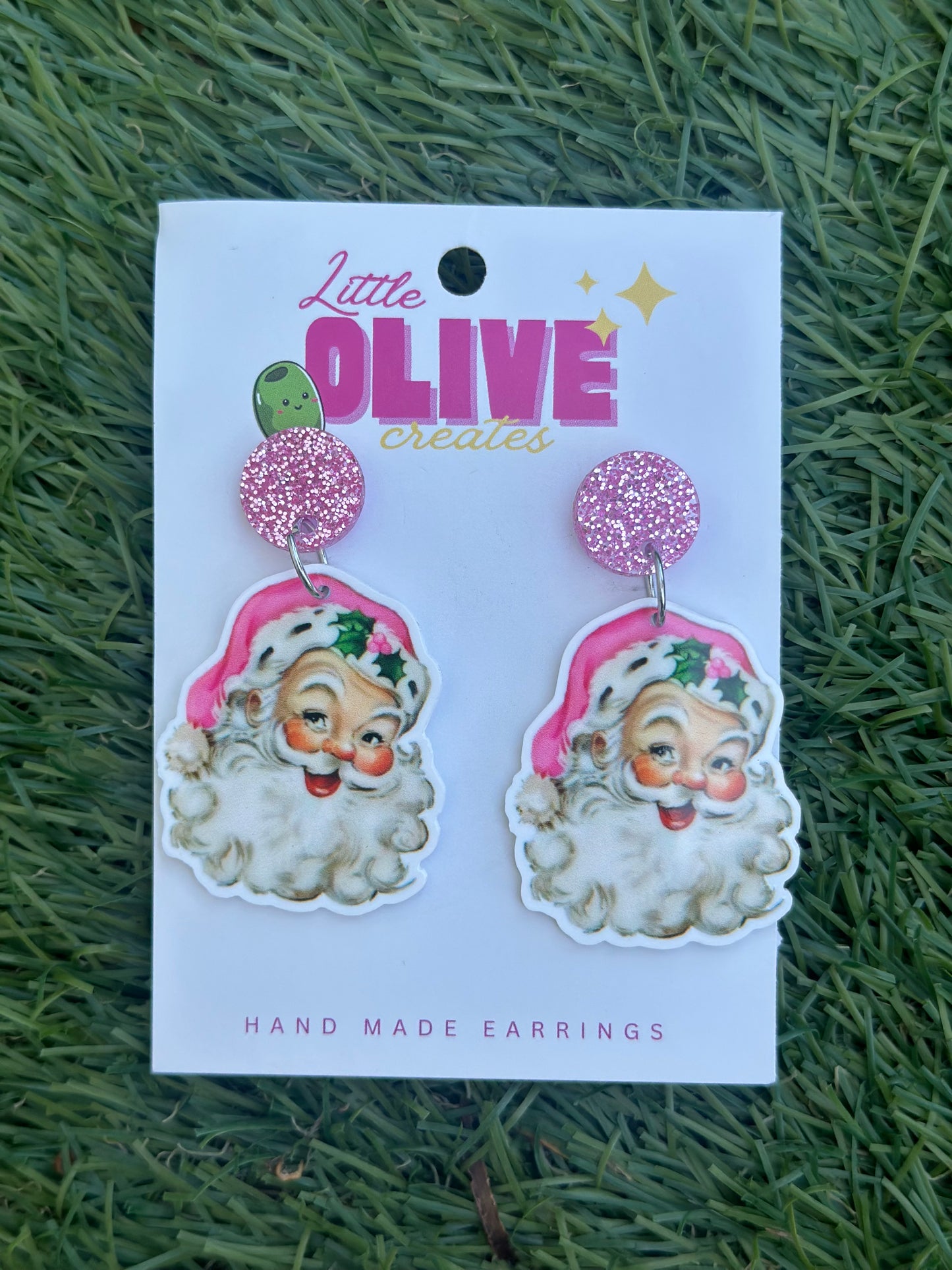 Cute Vintage Pink Santa Dangles