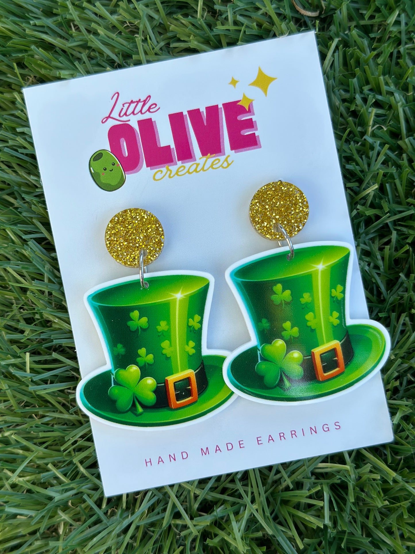 Glittery Lucky St. Patrick’s Day Dangle Earrings