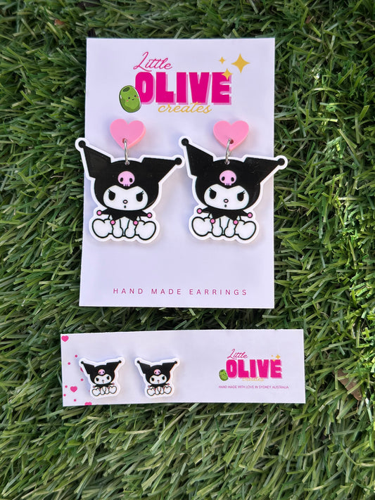 Kawaii Kuromi Dangle & Stud – Cute Sanrio-Inspired Jewelry for Fun, Quirky Style
