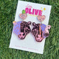 Pink Mirror Cheetah Dangle Earrings | Funky Acrylic Statement Earrings | Lightweight Hypoallergenic Jewelry