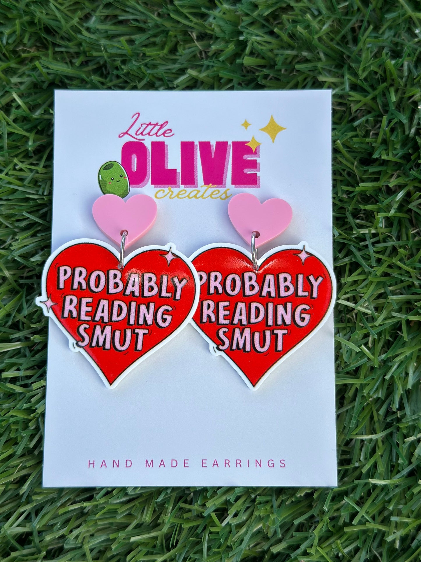 “Probably Reading Smut” Bookish Dangle Earrings – Fun Gift for Romance Readers & Book Lovers