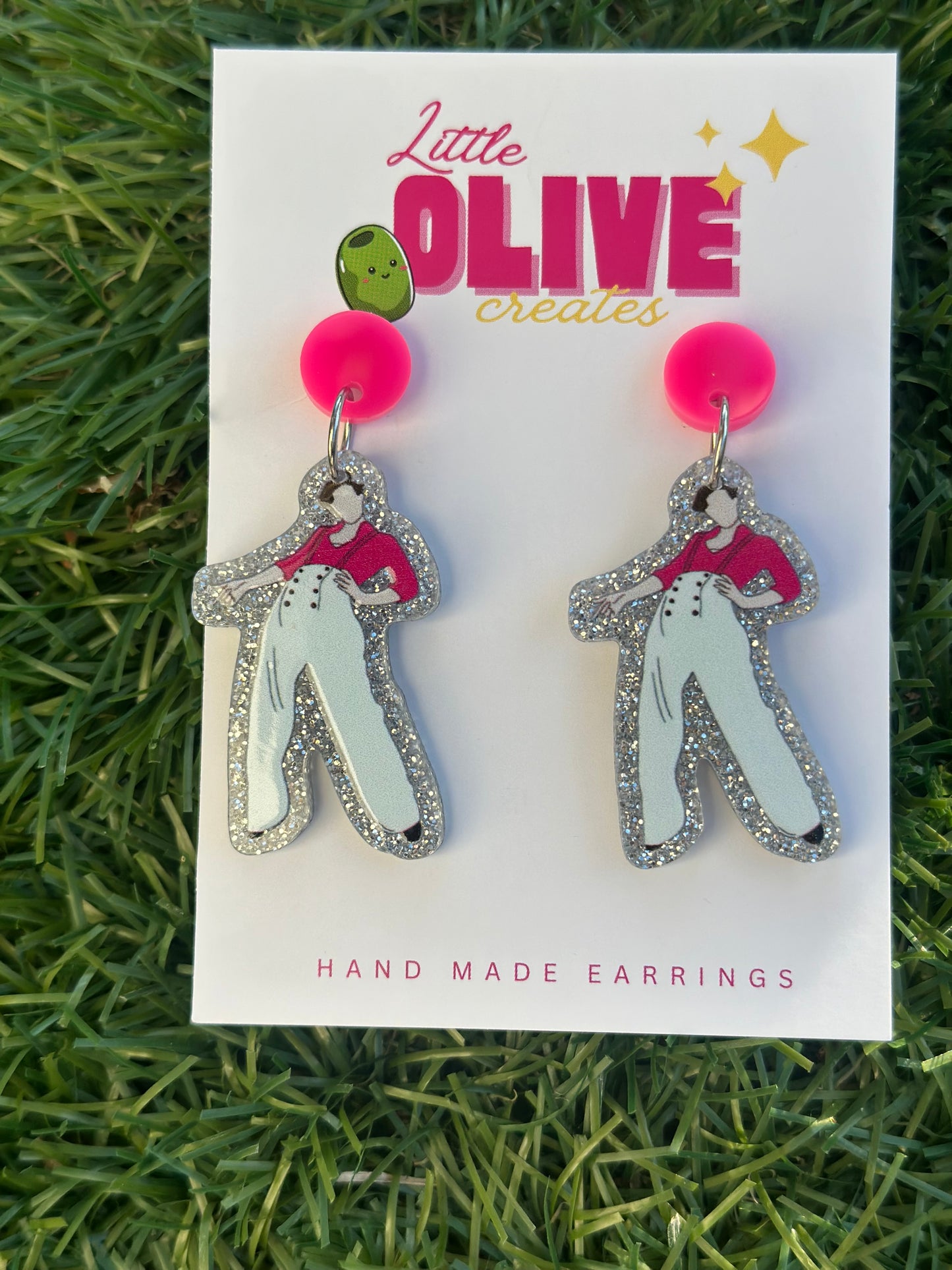 Harry Styles Inspired Earrings | Silver Glitter Statement Dangles ✨🪩