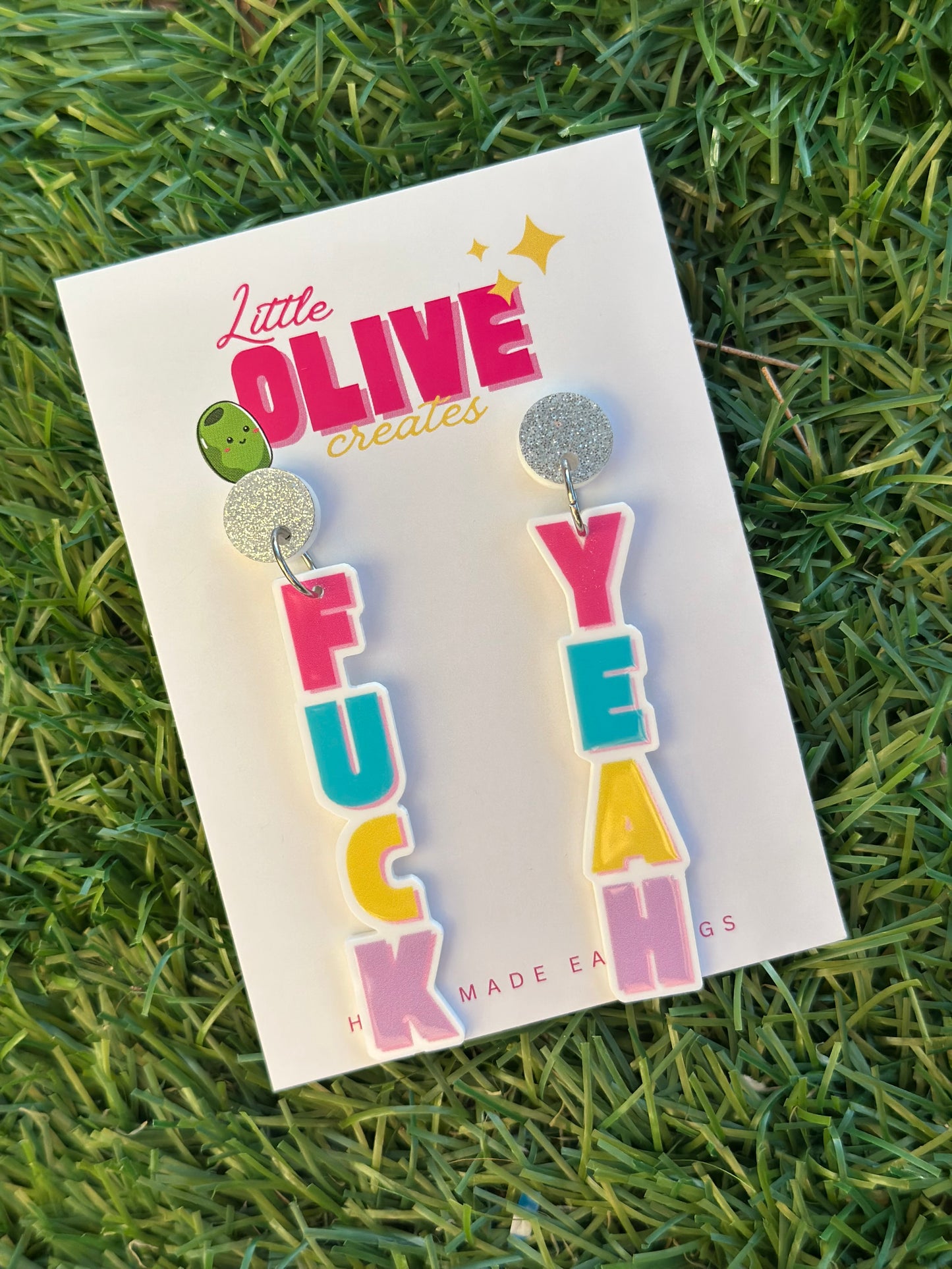 Fuck Yeah! Statement Acrylic Dangle Earrings (NSFW)