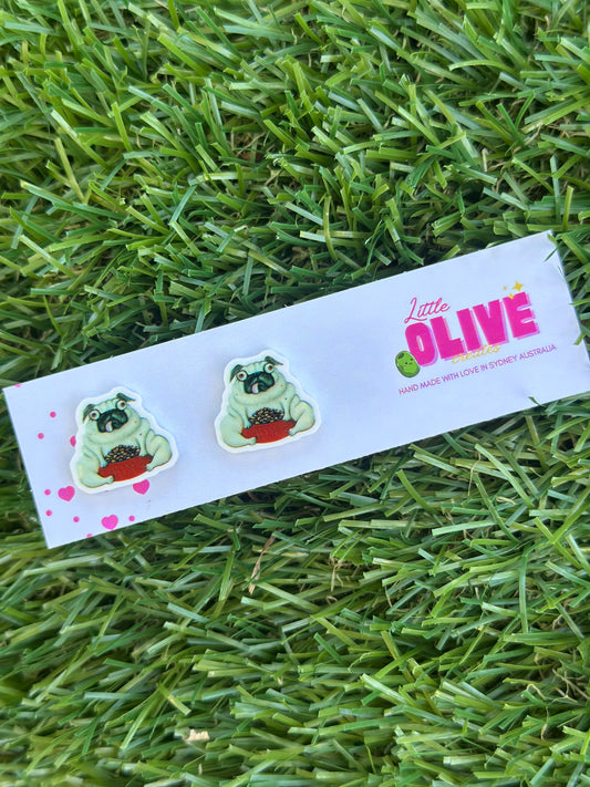 Pig the Pug Stud Earrings