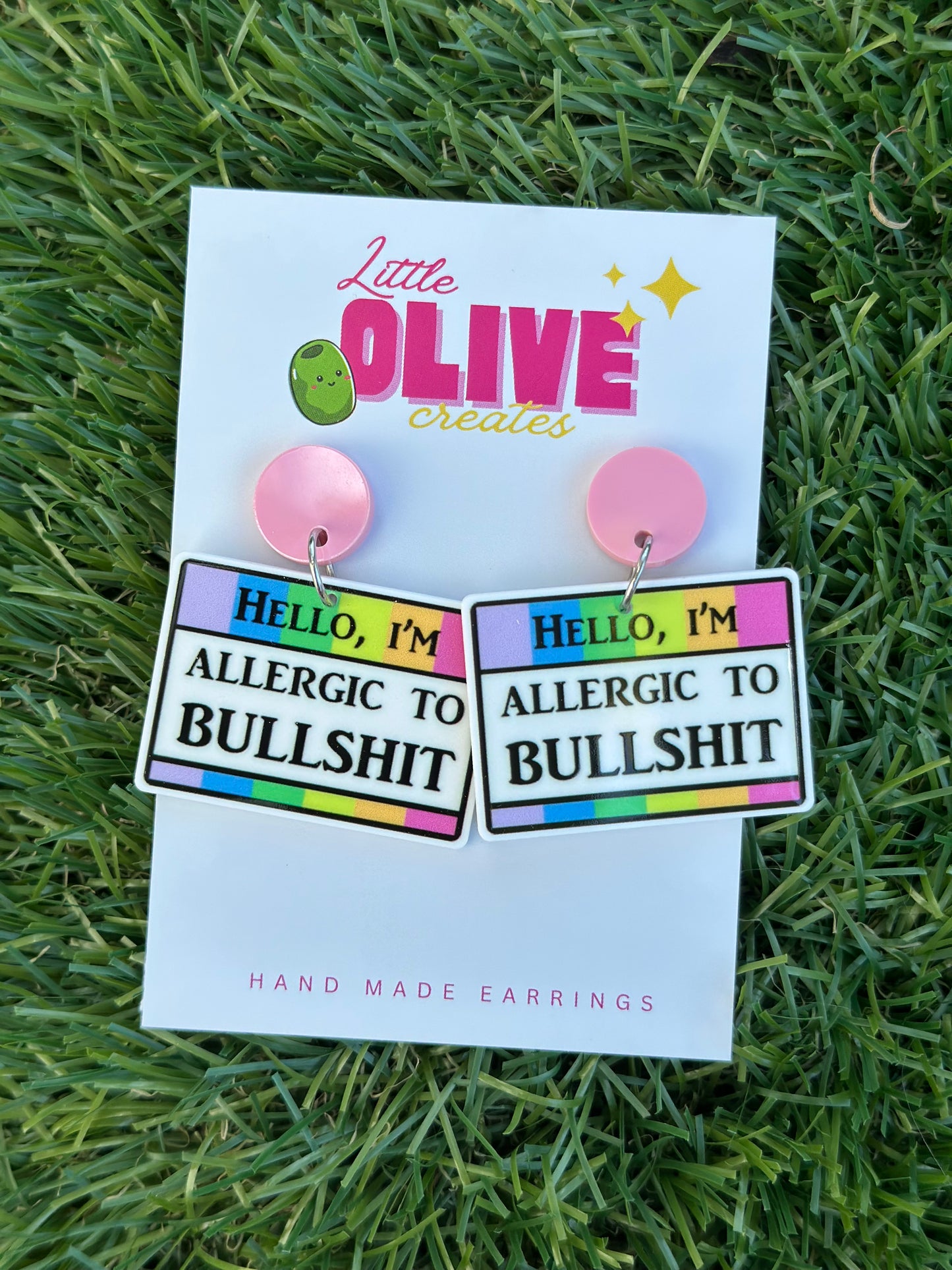“Allergic to Bullshit” Dangle Earrings – Sassy & Hilarious Statement Accessory 💖😂