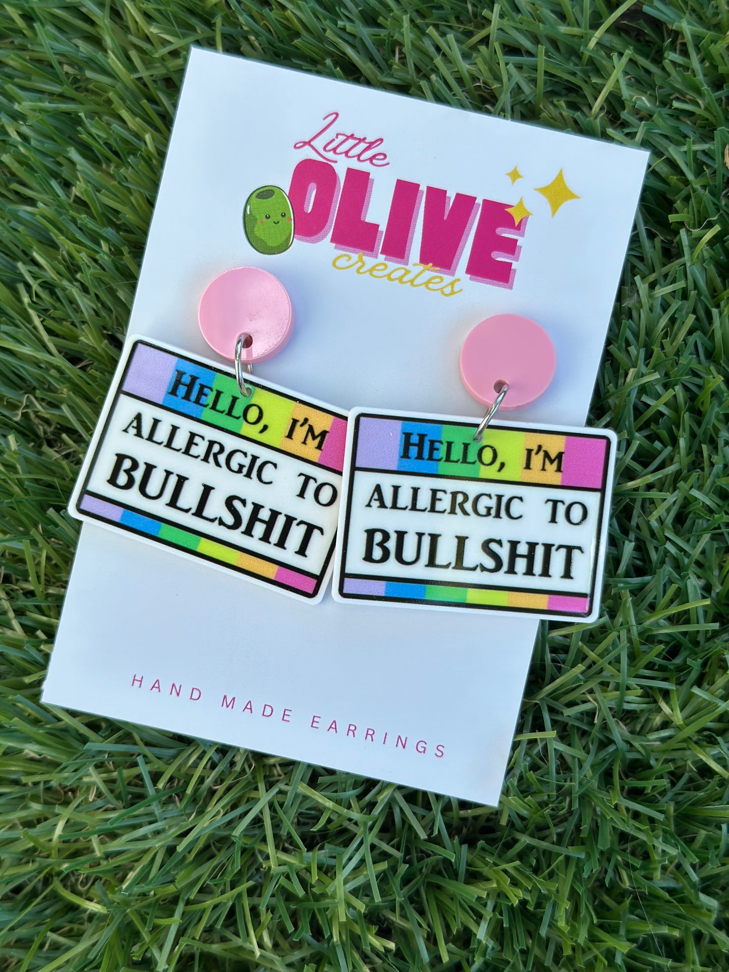 “Allergic to Bullshit” Dangle Earrings – Sassy & Hilarious Statement Accessory 💖😂