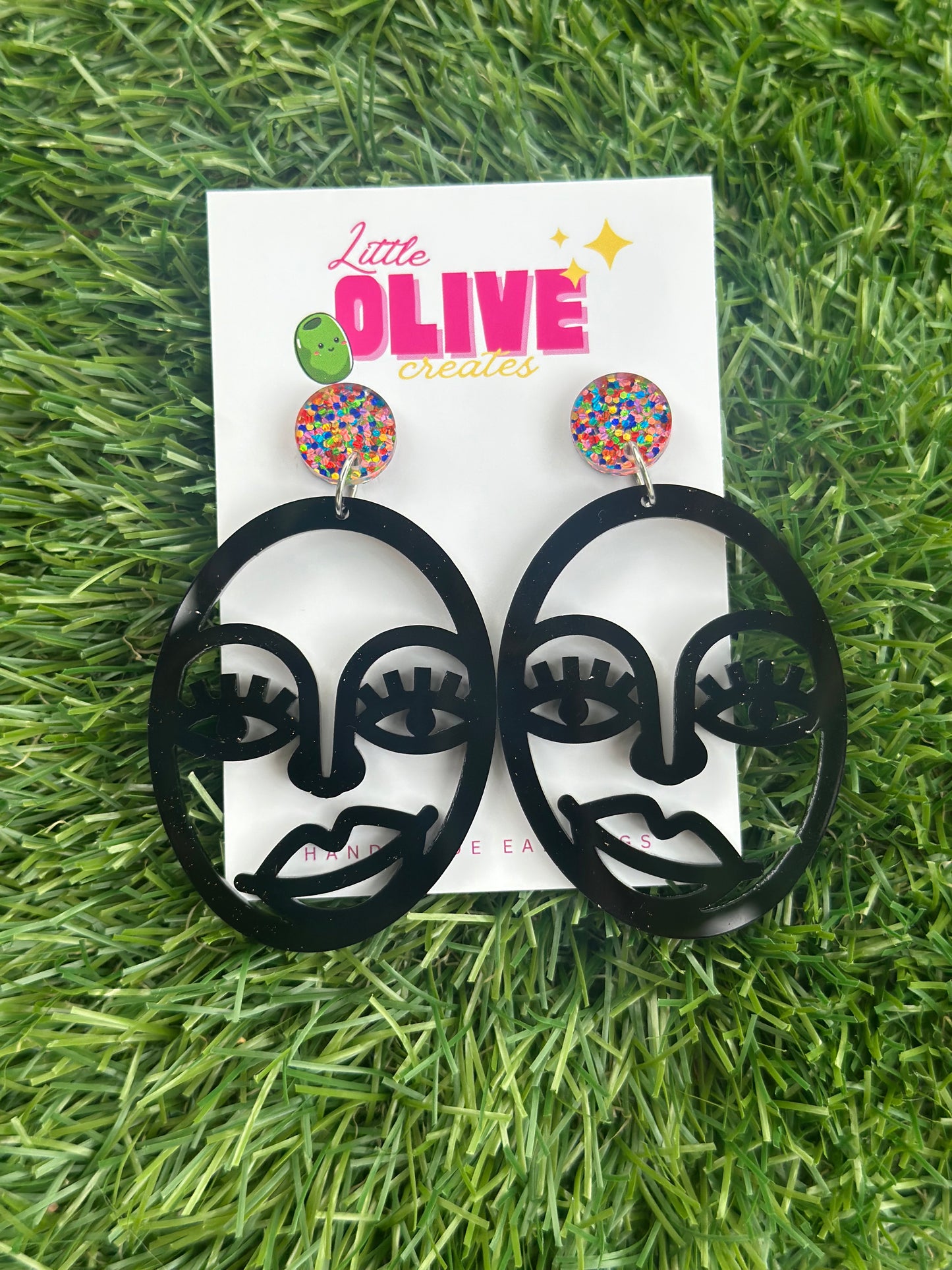 Picasso Inspired Abstract Face Dangle Earrings
