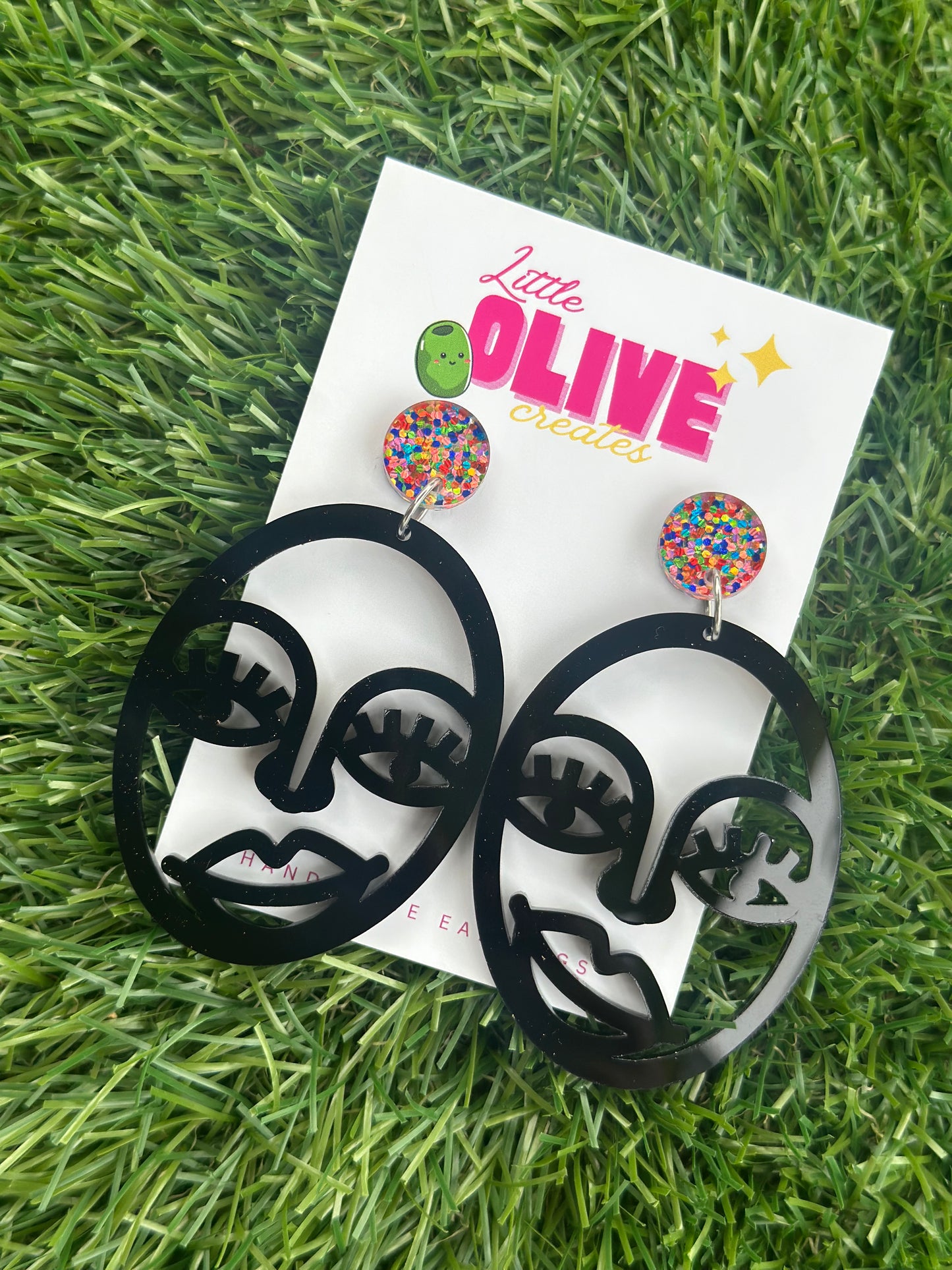 Picasso Inspired Abstract Face Dangle Earrings