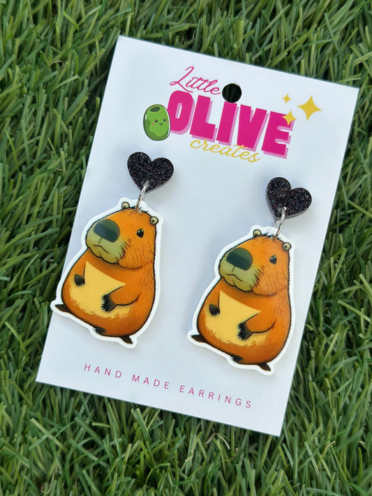 Cute Capybara Dangle Earrings – Fun & Quirky Accessory