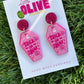 Trick or Treat! Cute Halloween Pink Coffin Earrings