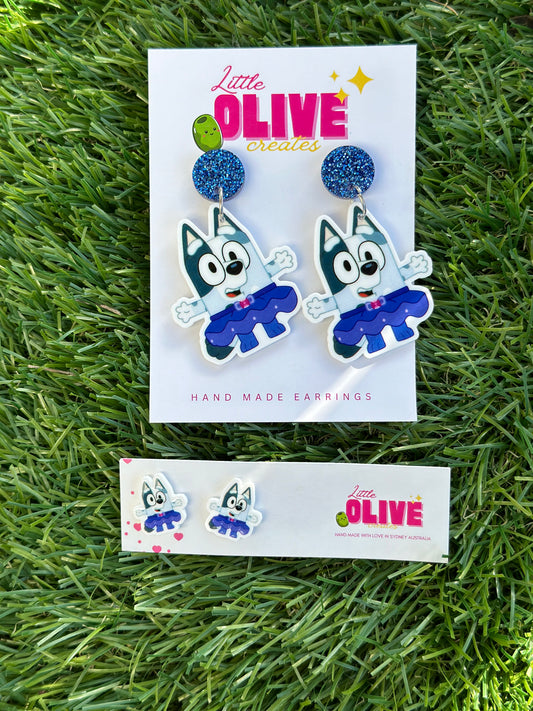 Bluey-Inspired Muffin Ballerina Earrings