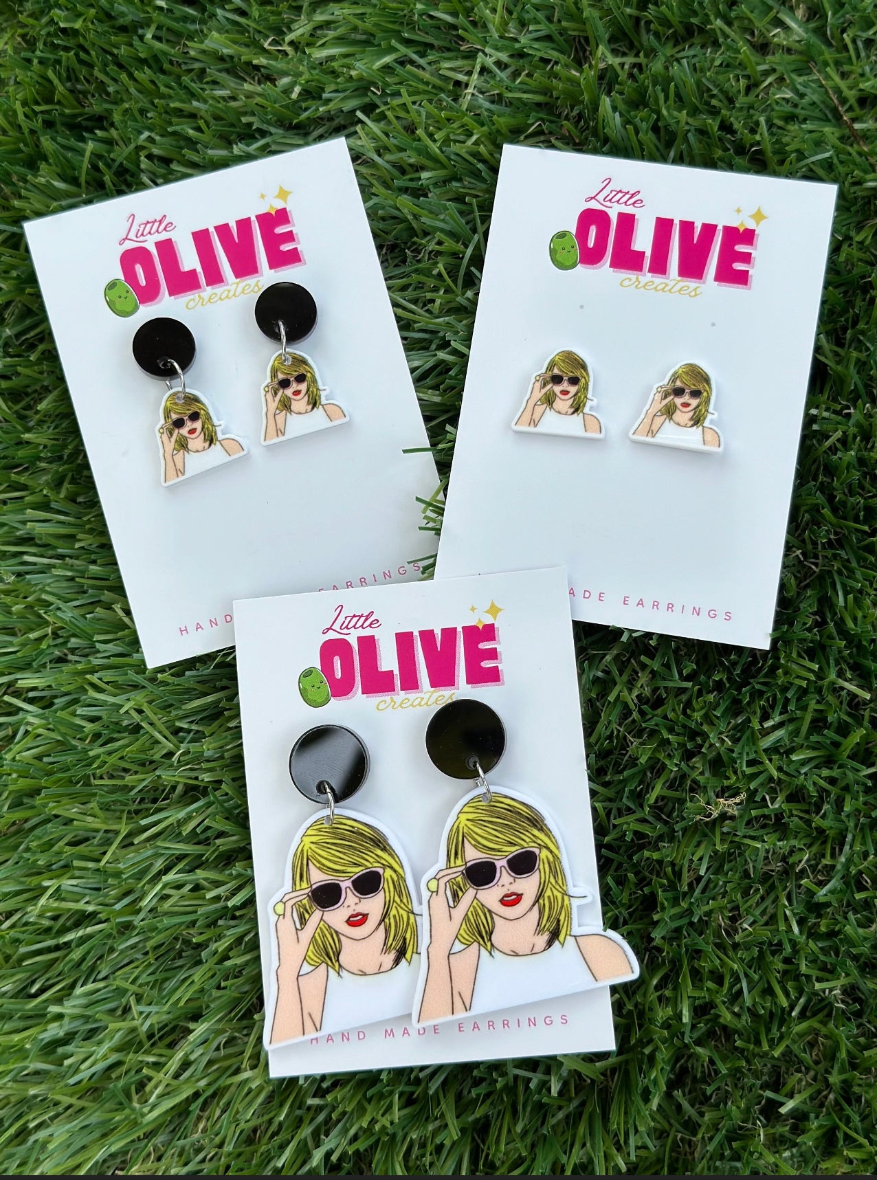 Taylor Inspired Acrylic Earrings — Dangle, Mini Dangle & studs