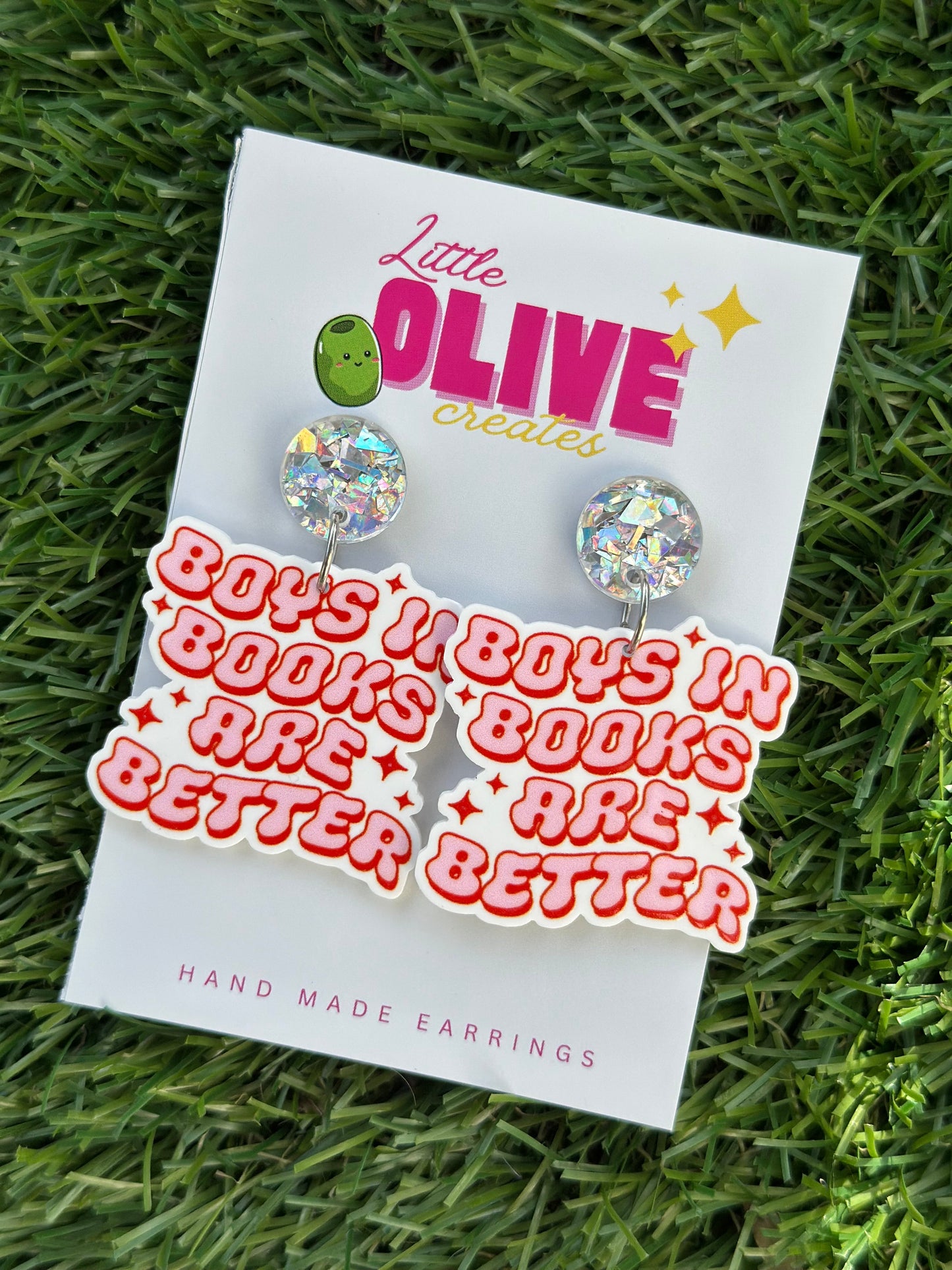 “Boys in Books Are Better” Dangle Earrings | Book Lover Gift | Literary Smut Reader Jewelry | Hypoallergenic Statement Earrings