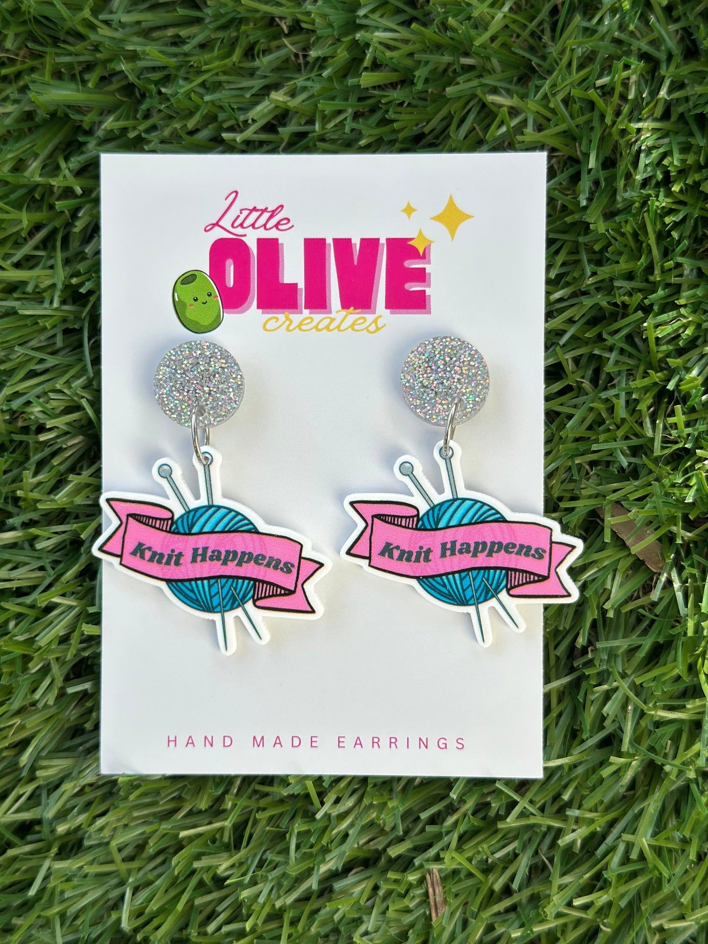 Knit Happens Dangle Earrings – Funny Knitting Gift for Crafters 🧶✨