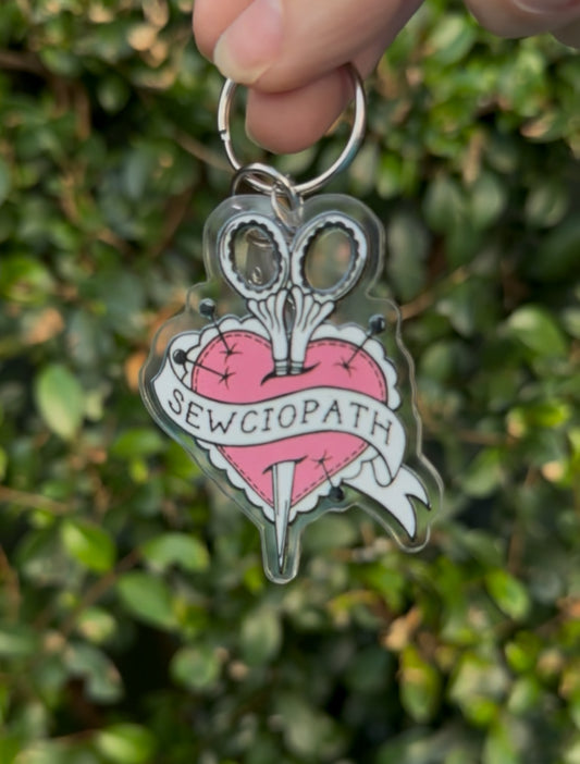 “Sewsiopath” Funny Sewing Lover Acrylic Keychain | Quirky Gift for Crafters 🧵✂️