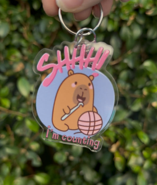 Shhh I’m Counting Crochet Lover Keychain – Funny Gift for Crafters & Yarn Addicts