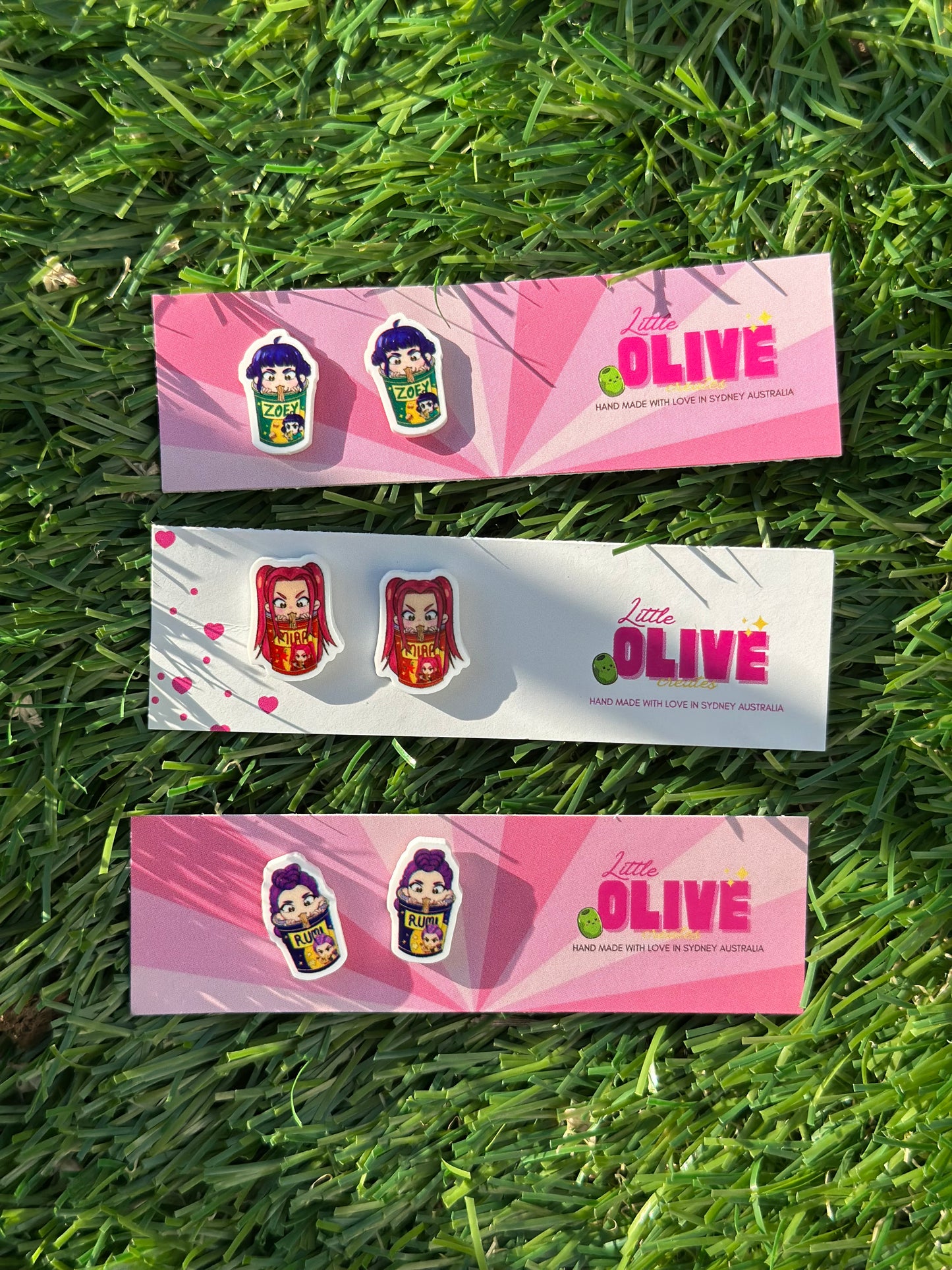 K-Pop Demon Hunter Huntrix Stud Earrings – Choose Rumi, Zoey, or Mira