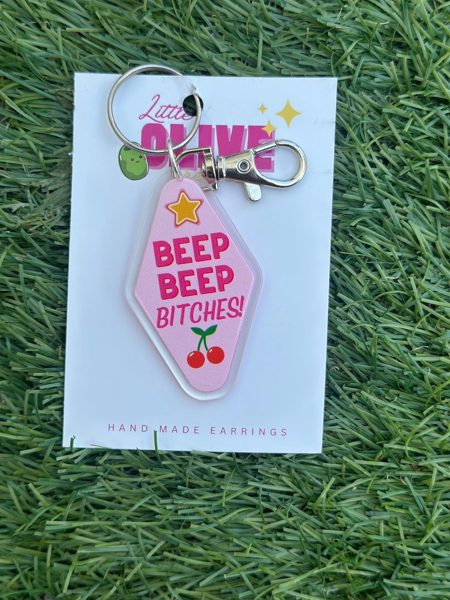 Beep Beep Bitches Funny Car Lover Keychain