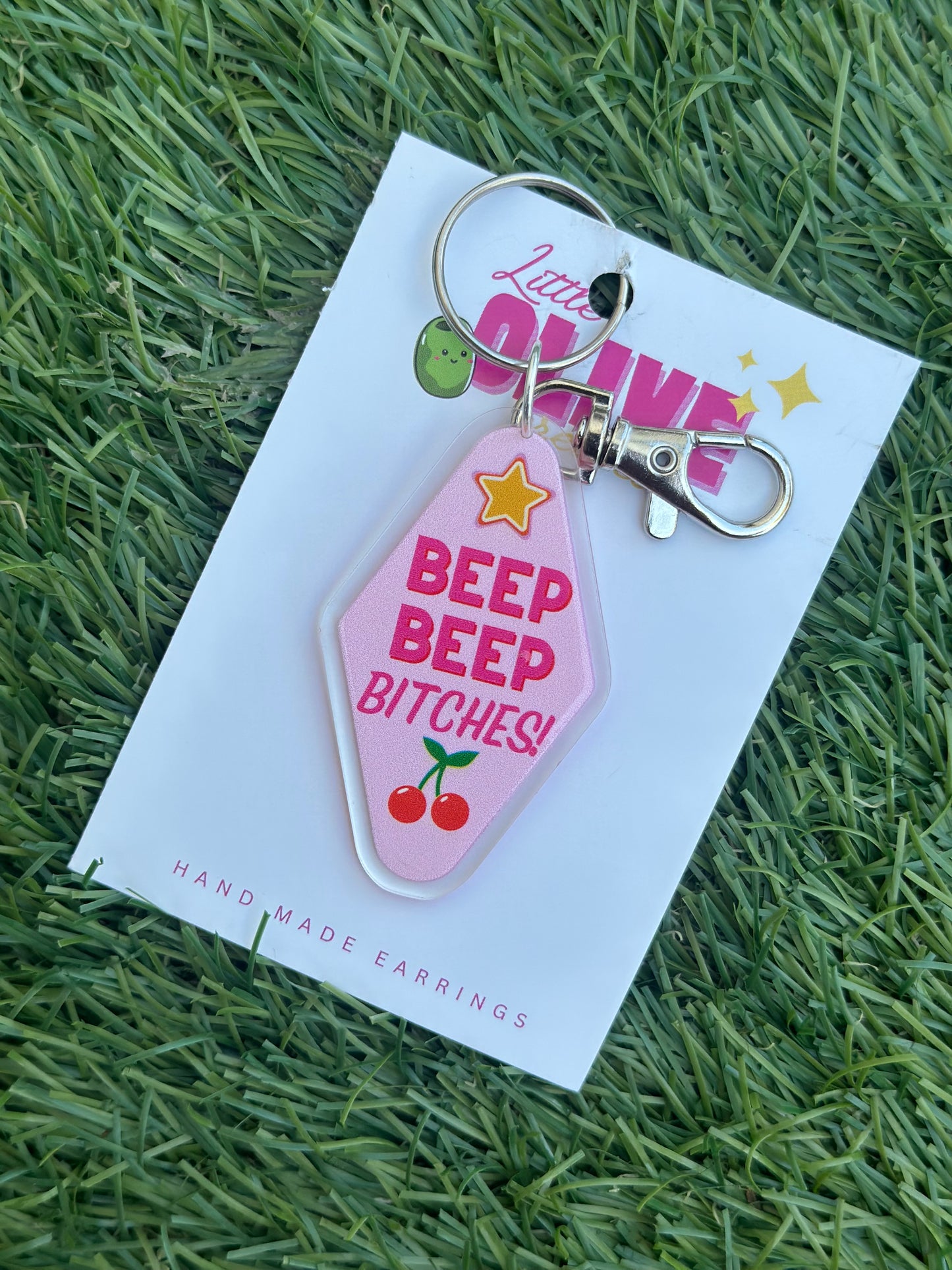 Beep Beep Bitches Funny Car Lover Keychain