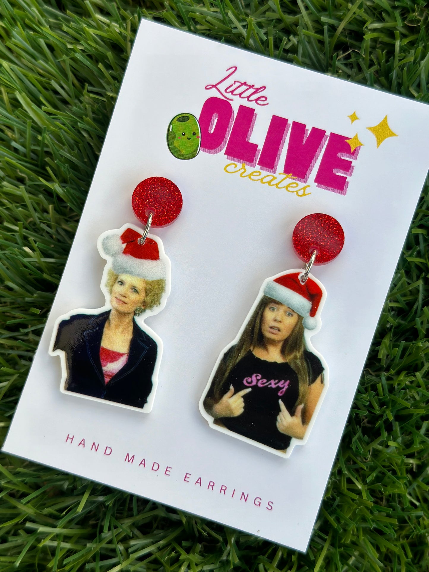 Kath and Kim Santa Hat Christmas Earrings - Aussie Icon Holiday Cheer