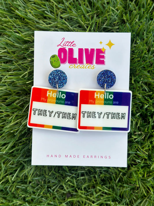 Empower Pride: They/Them Pronouns Dangle Earrings