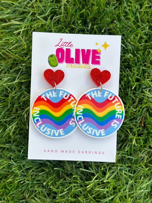 The Future is Inclusive Pride Dangle Earrings - Embrace Diversity!