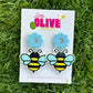 Buzzing Beauty: Cute Bumble Bee Dangle Earrings with Flower Topper