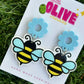 Buzzing Beauty: Cute Bumble Bee Dangle Earrings with Flower Topper