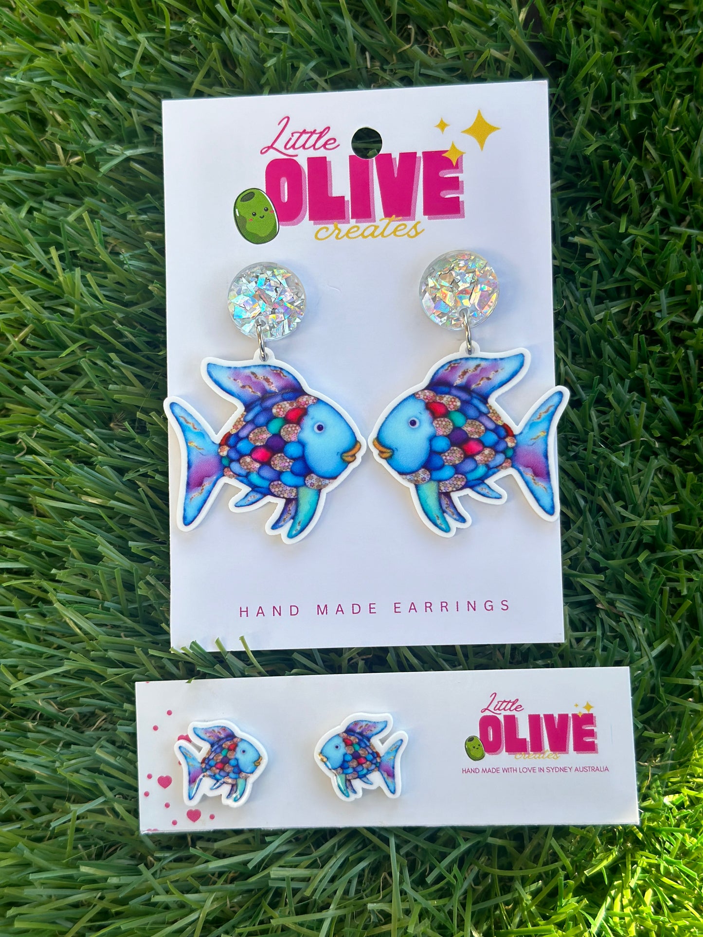 Sparkling 'The Rainbow Fish' Book Week Teacher Earrings with Enchanting Charm
