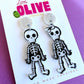Spooky Boy and Girl Skeleton Dangle Earrings - Halloween Charm!