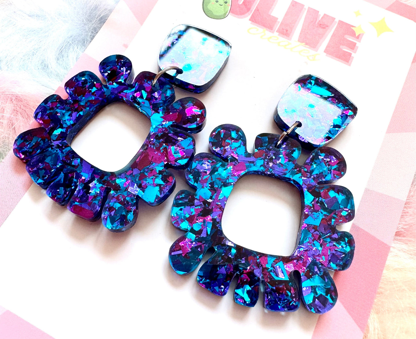 Premium Glitz Glitter Statement Earrings - Three Vibrant Colors