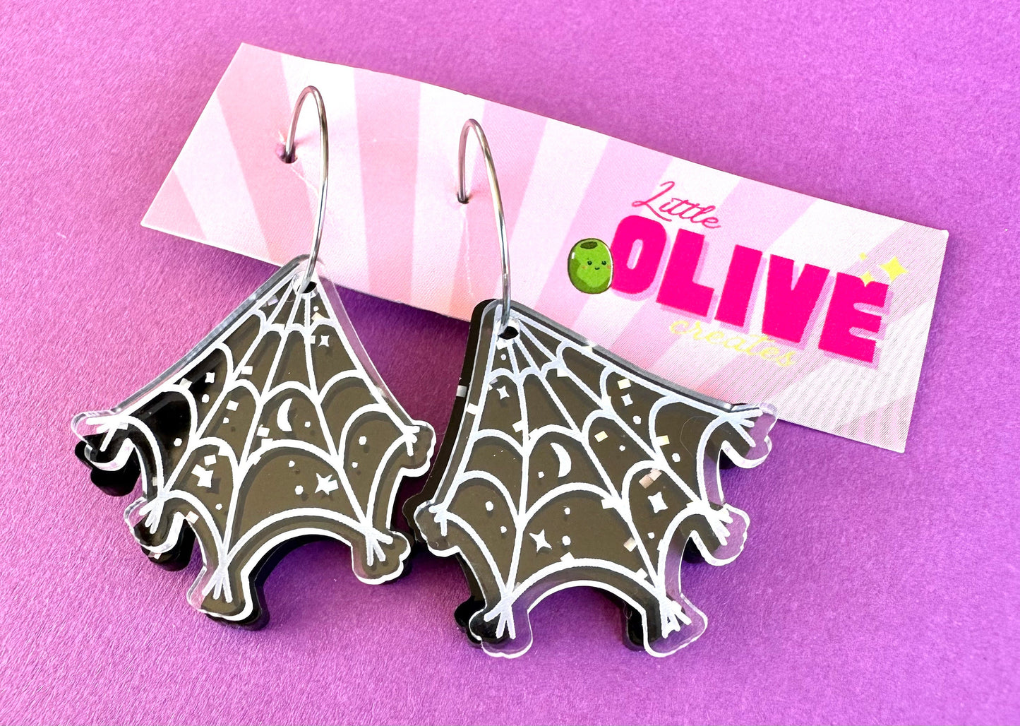 Double-Layered Spider Web Cobweb Dangle Earrings for Spooky Halloween Style