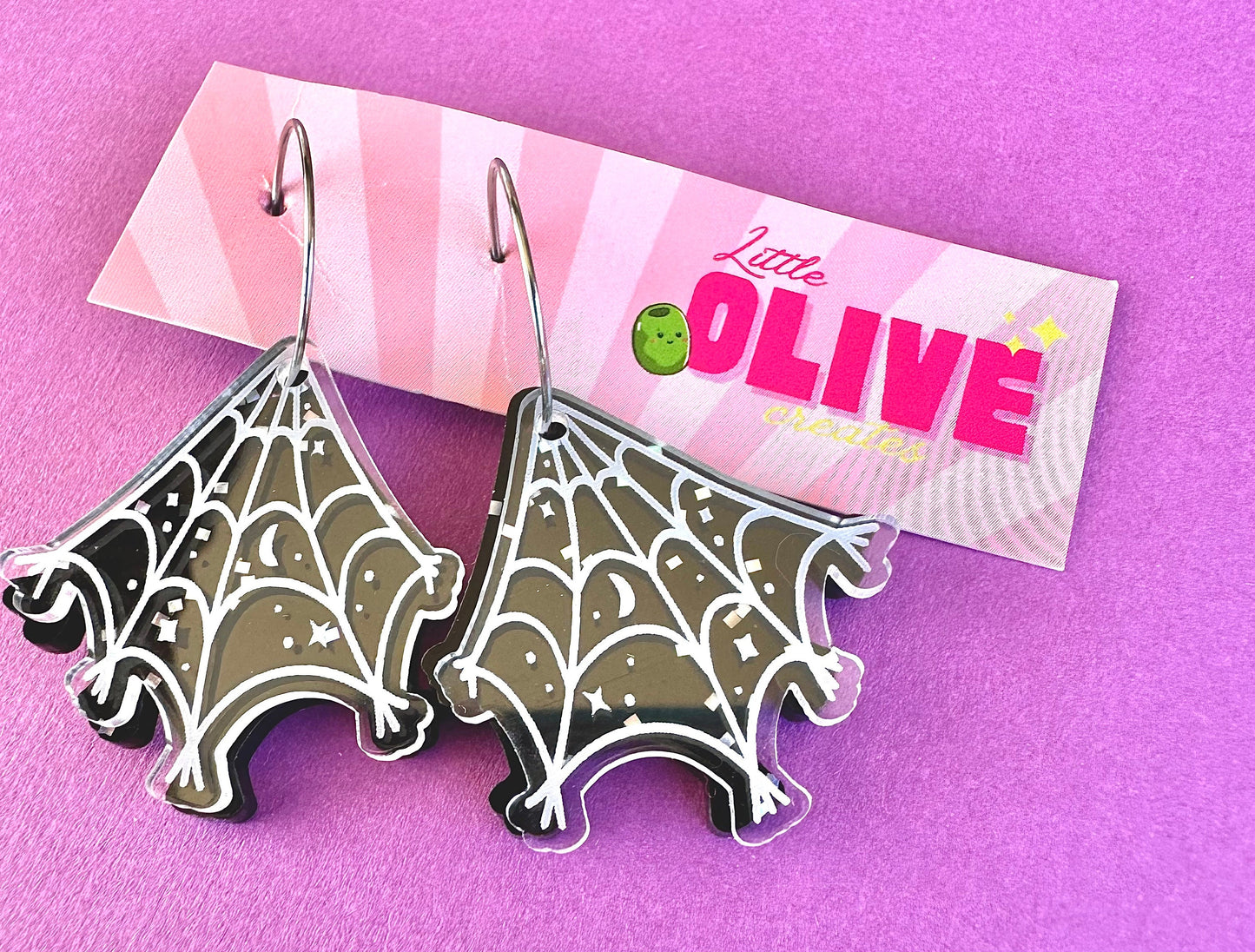 Double-Layered Spider Web Cobweb Dangle Earrings for Spooky Halloween Style