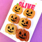 Spooky Hand-Painted Pumpkin Dangle Earrings - Halloween Festivity!