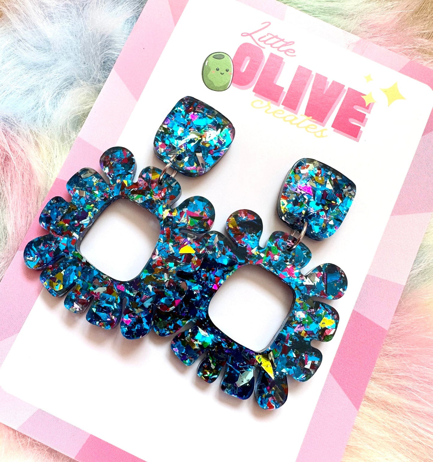 Premium Glitz Glitter Statement Earrings - Three Vibrant Colors
