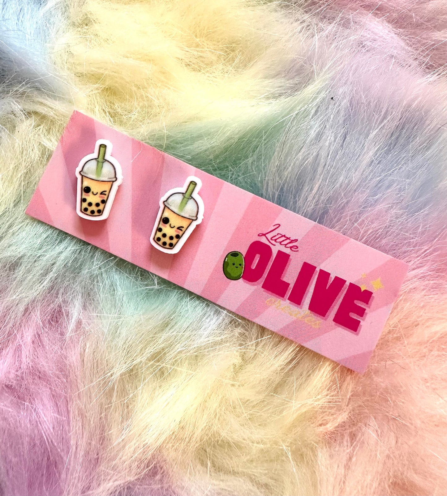Boba Bubble Tea Acrylic Stud Earrings - Three Super Cute Colours to choose from