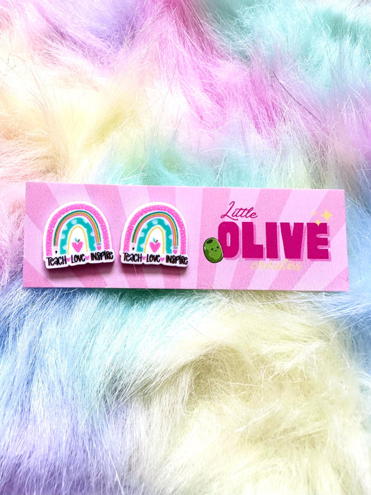 Teach Love Inspire Teacher Statement Stud Earrings
