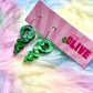 Galactic Green Snake Hoop Dangle Earrings - Cosmic Serpentine Allure