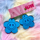 Blue Mirror Smiley Face Retro Hoop Earrings - Nostalgic Cheer in Stainless Steel Hoops