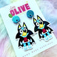 Bluey Halloween Earrings - Vampire Bluey and Witchy Bluey and Bingo