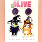 Bluey Halloween Earrings - Vampire Bluey and Witchy Bluey and Bingo