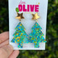 Gorgeous Glitzy Glitter Christmas Tree Dangle Earrings - Festive Variety Pack