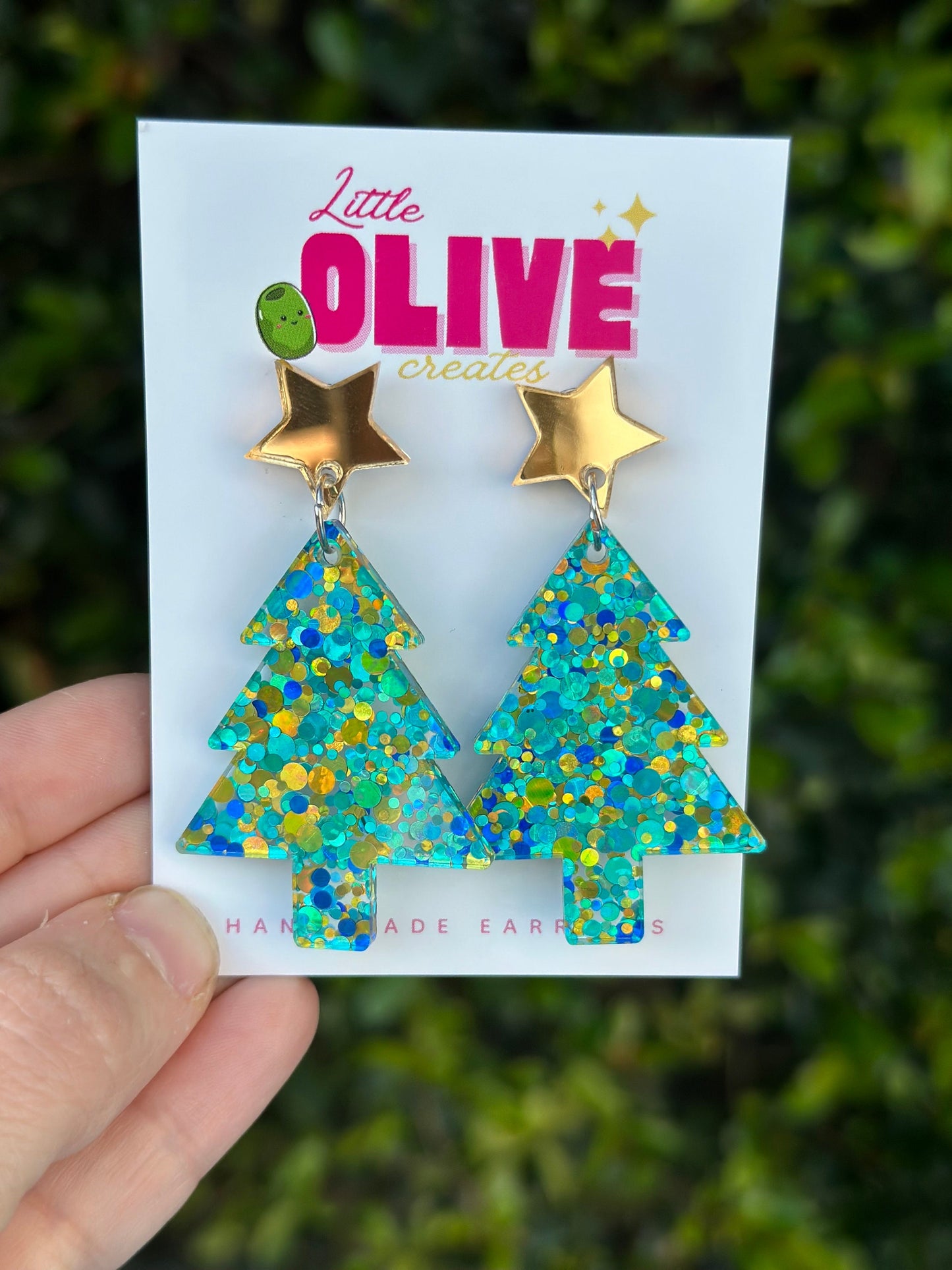Gorgeous Glitzy Glitter Christmas Tree Dangle Earrings - Festive Variety Pack