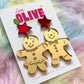 Gorgeous Gold Mirror Mr. and Mrs. Gingerbread Christmas Cookies Earrings - Sweet Holiday Duo
