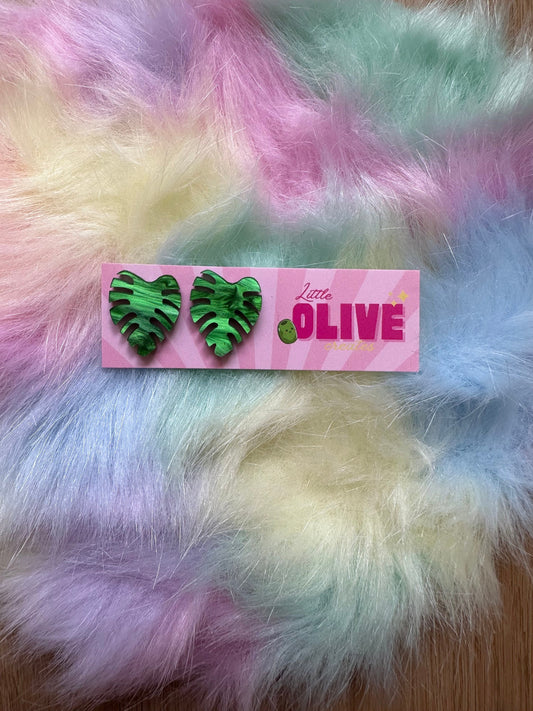 Stunning Monstera Leaf Stud Earrings - Botanical Beauty