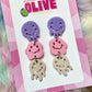 Artistic Trio of Melty Faces Dangle Drop Earrings - Unique Statement Jewellery