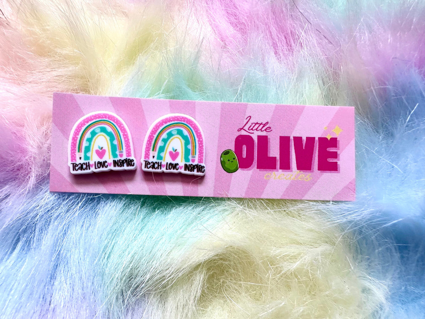 Teach Love Inspire Teacher Statement Stud Earrings