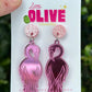 Pink Mirror Flamingo Dangle Earrings - Elegant Statement Jewellery
