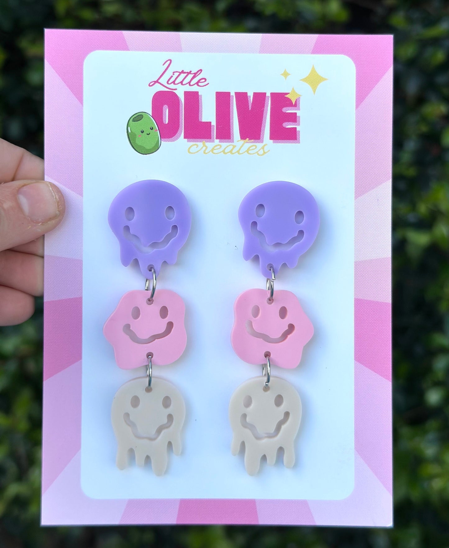 Artistic Trio of Melty Faces Dangle Drop Earrings - Unique Statement Jewellery