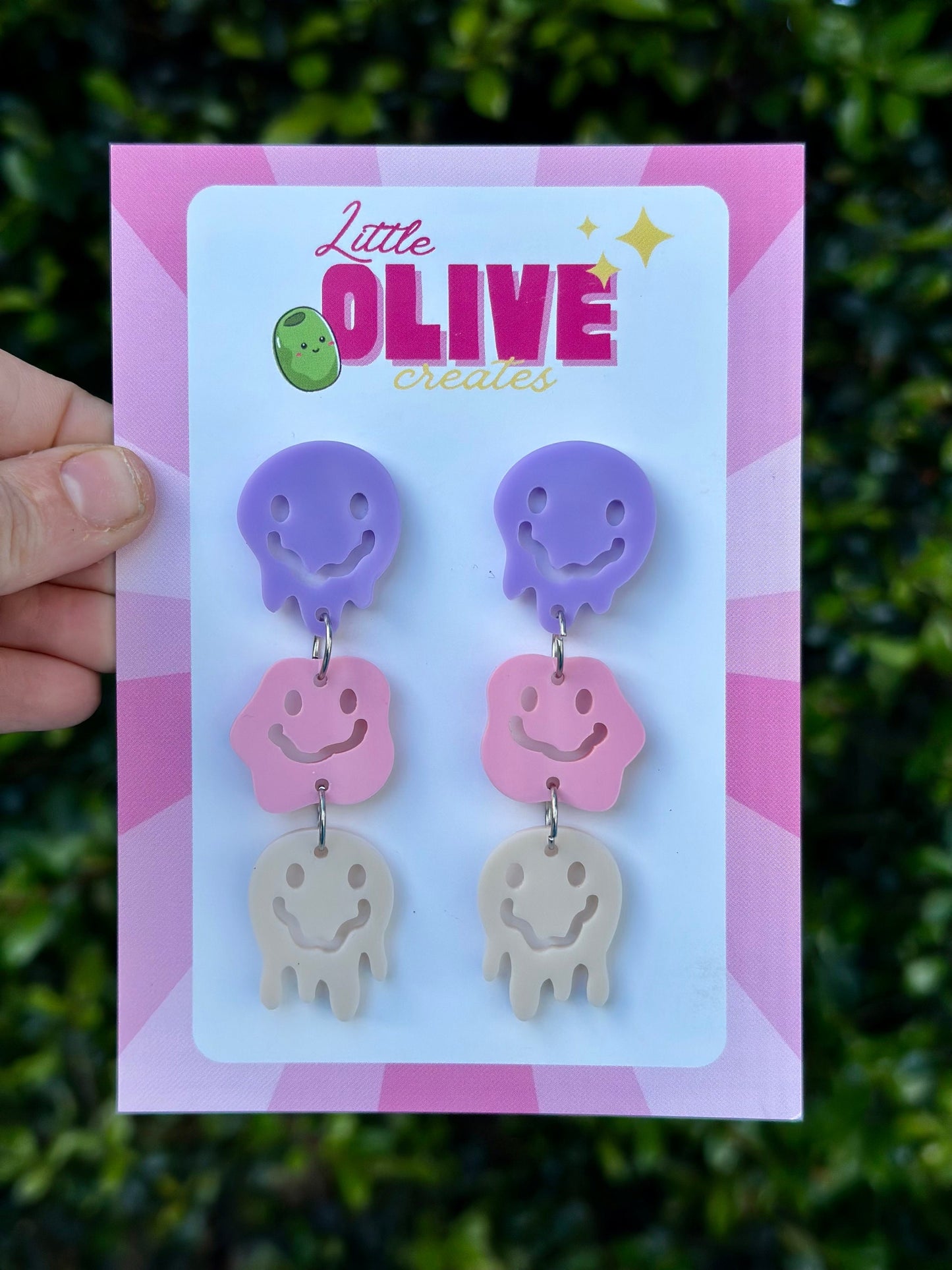 Artistic Trio of Melty Faces Dangle Drop Earrings - Unique Statement Jewellery